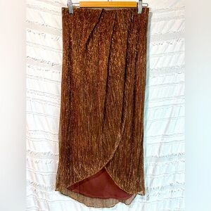 Adrianna Papell metallic crinkle midi skirt